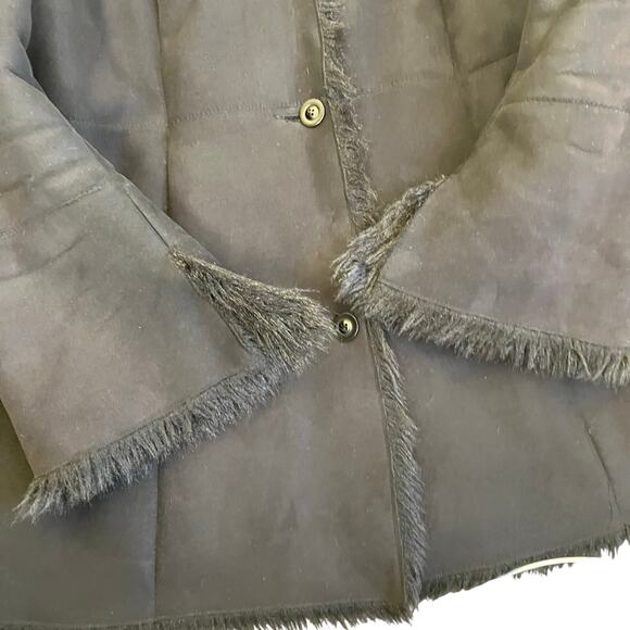 Jones NY Sz XL Vintage Y2K Penny Lane Style Faux Fur/Suede Winter Coat Black - Picture 11 of 16